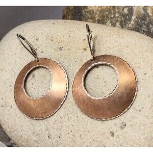 JCM Jacmel Mauritius Sterling Silver Textured Hoop Dangle Earrings